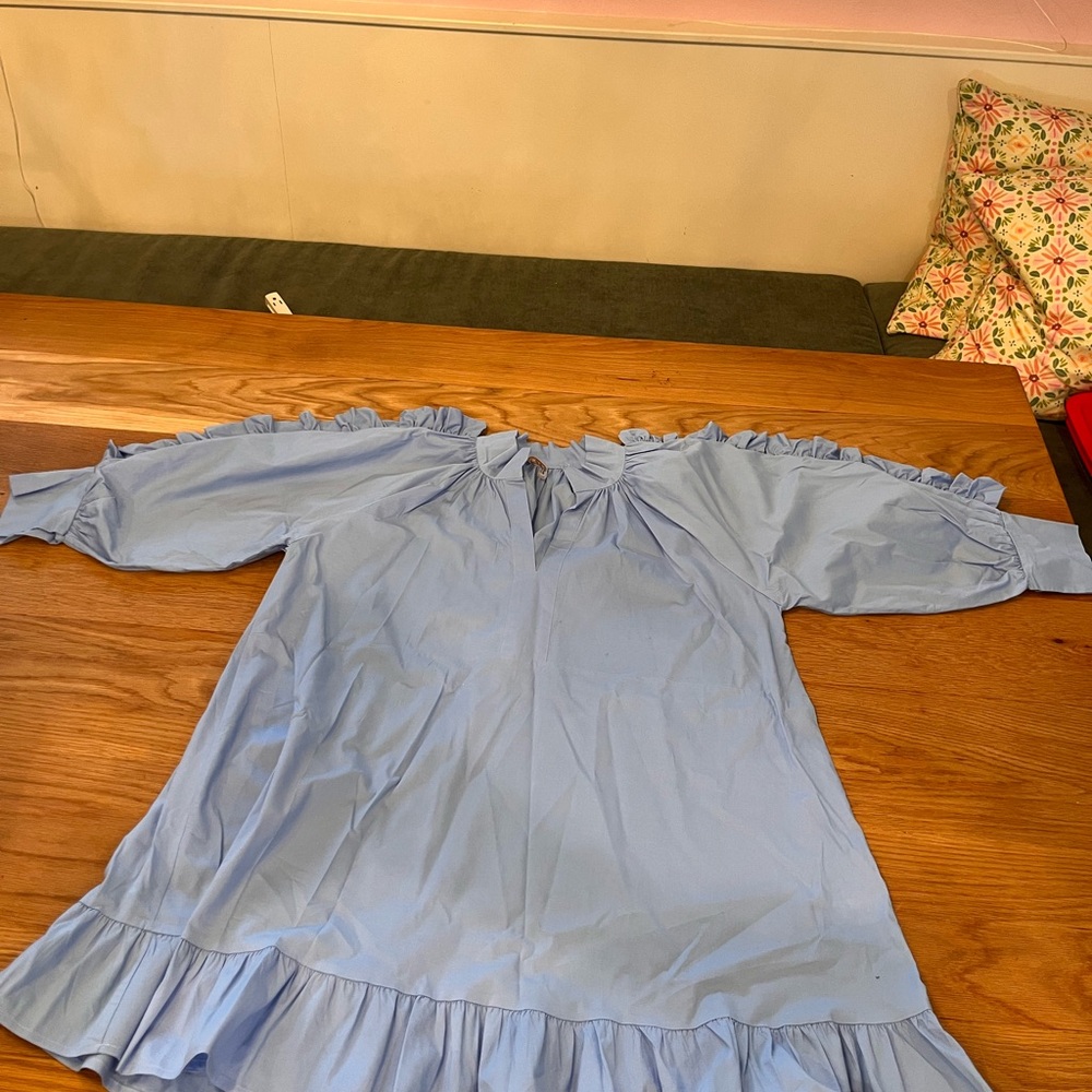 Light Blue Ruffle Blouse